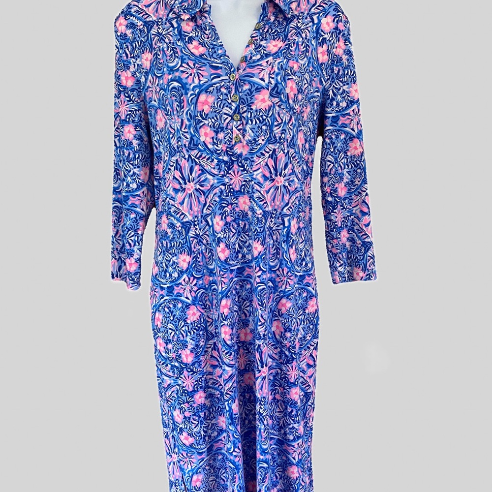 Lilly Pulitzer Blue and Pink Midi Dress